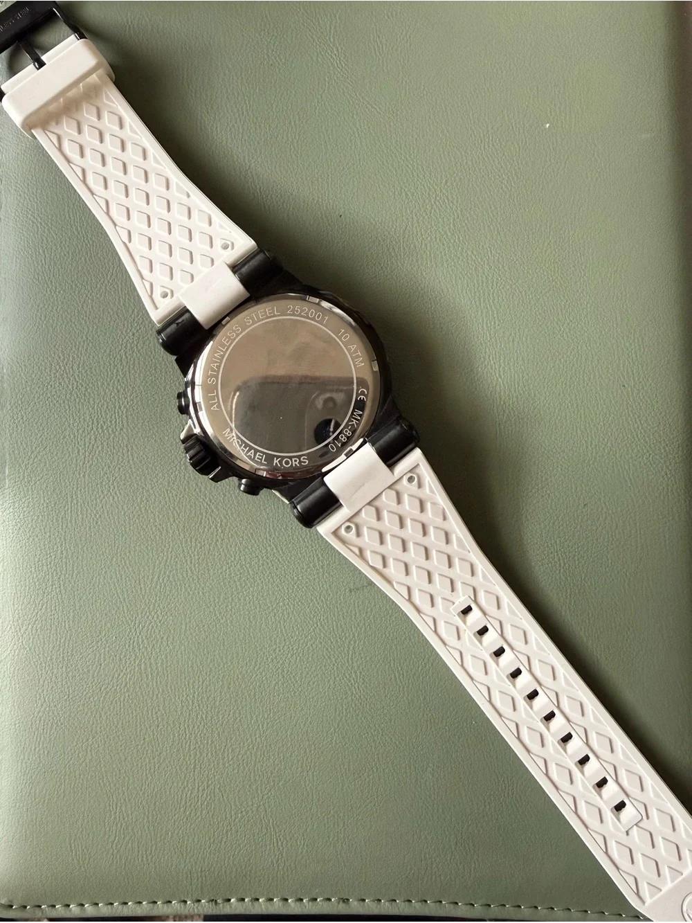 Michael Kors Black Dial Watch with White Silicone Strap